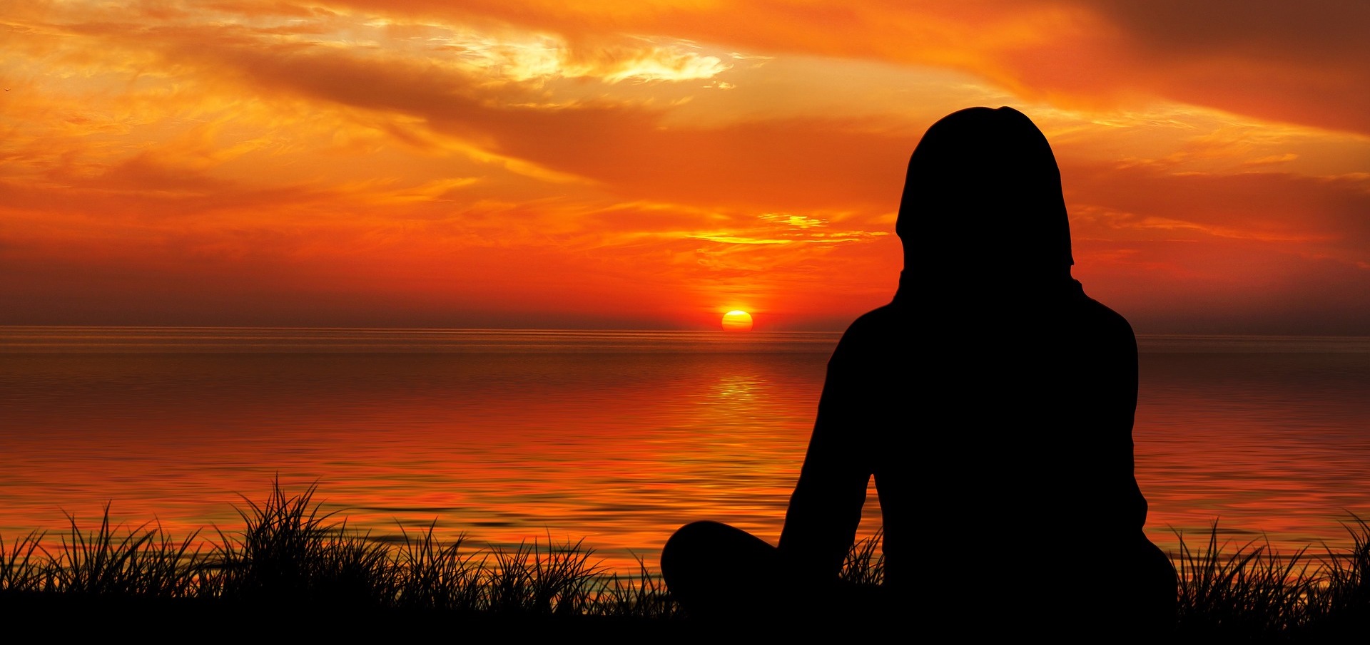 Meditating at sunset